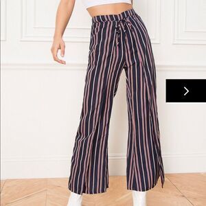 Revolve Superdown Morgan Navy, Red and White Striped Tie Front Pants